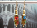 Millefiori Klimt Stye Gemmato Tube 20x9mm Earrings